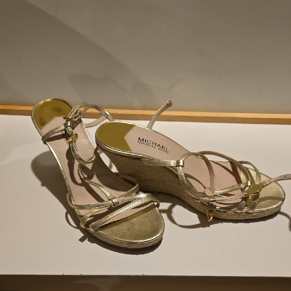 Michael Kors Metallic Gold Wedge Sandals